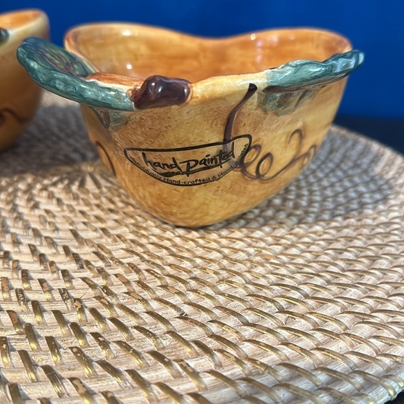 New 2 Pear Venetian Tabletops Unlimited Ceramica Classica Golden Fruit Bowls - Picture 4 of 7